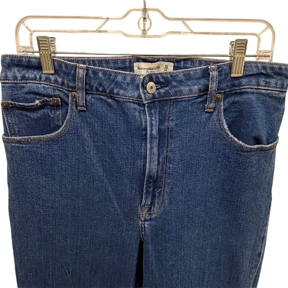 Abercrombie & Fitch High Rise Mom Jeans Medium Wash Cropped Size 31 (12) - Picture 3 of 6